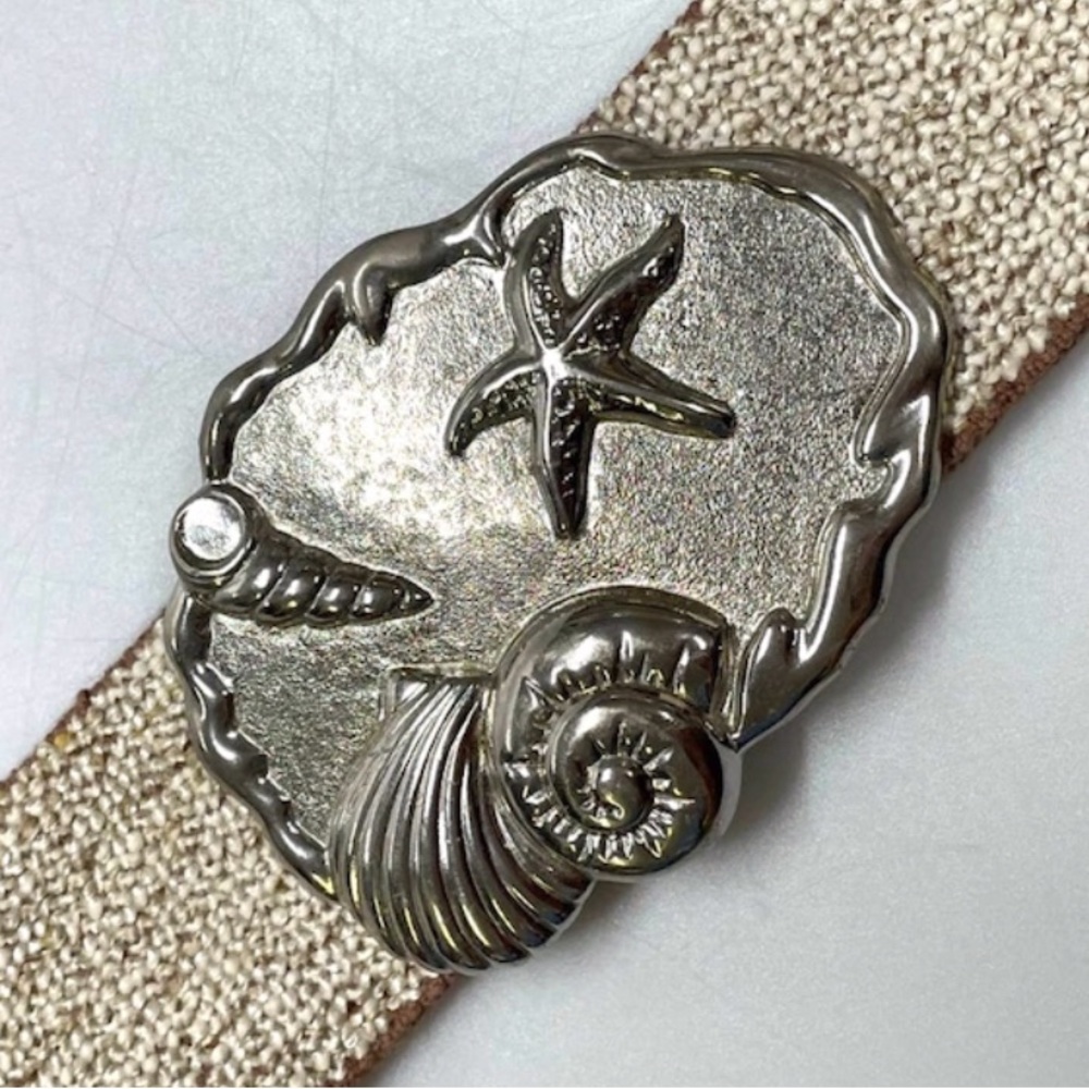 Signed Silver Seashell Belt Buckle | Nautical / Coastal Statement Accessory